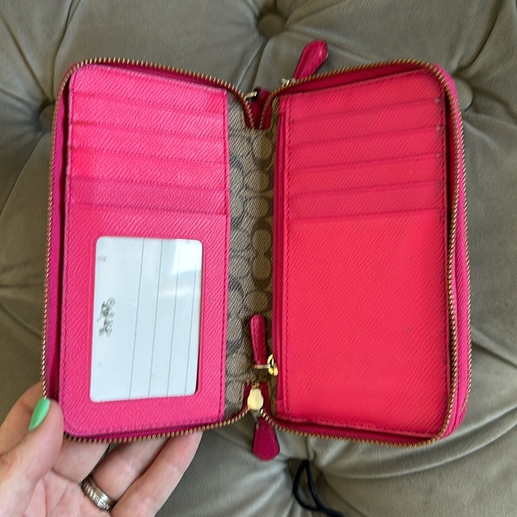 Pink Coach wallet double zip - Picture 2 of 5